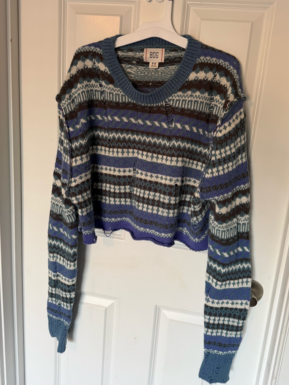BDG Blue and Brown Fair Isle Crewneck Sweater